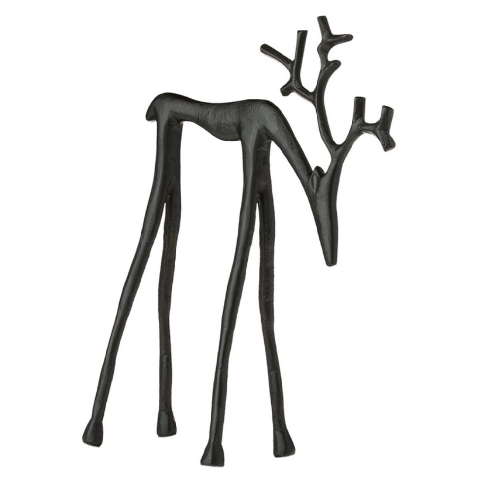 10" Black Standing Sculpted Reindeer Metal Deer – Holiday Time